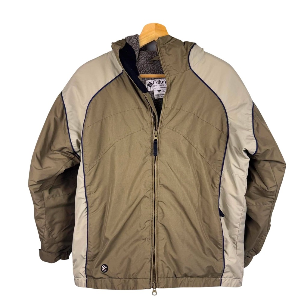 90s Columbia Sportswear Convert Jacket Men Large Tan Fleece Lined Hooded VB5330